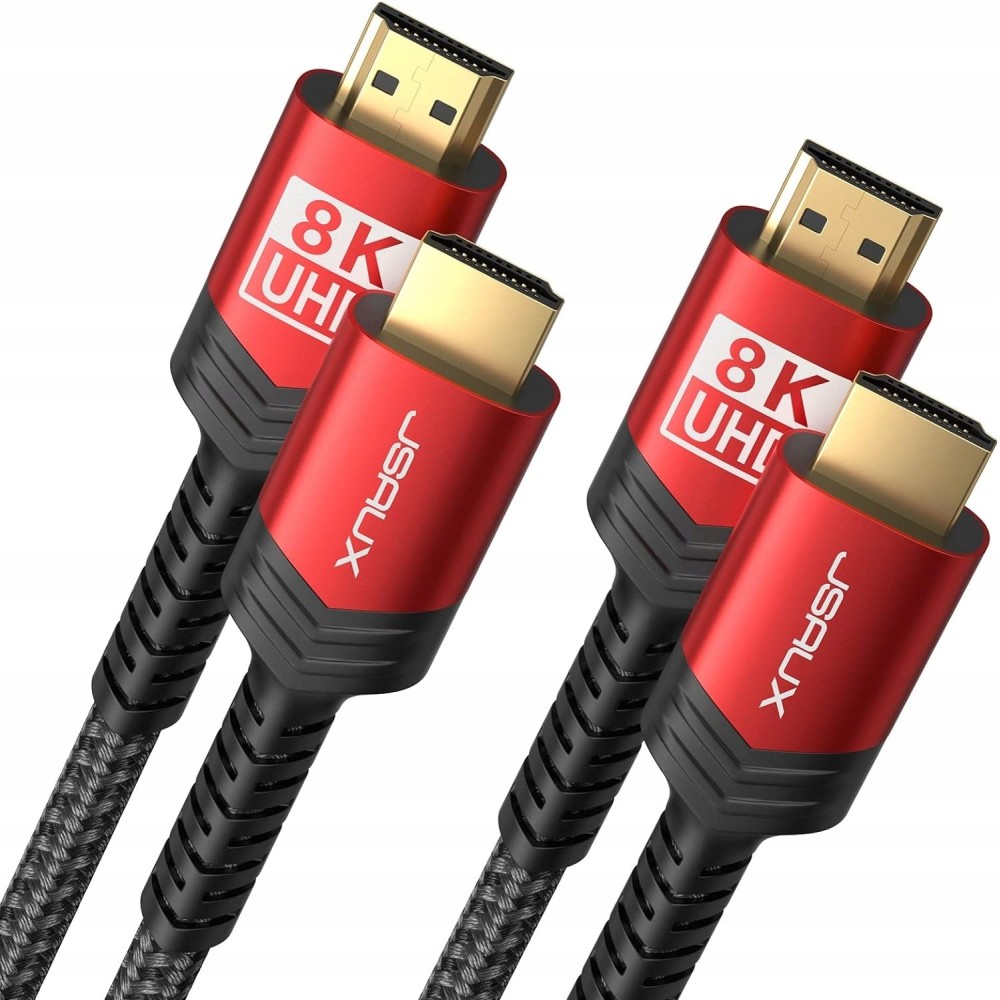 HDMI JSAUX-kabel 7,5 m, lang HDMI Fiberoptisk kabel 2,1 48 GB / s, 2 stk.