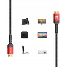 Câble HDMI Jsaux Câble de 7,5 m, câble à fibre optique HDMI long 2.1 48 GB / S, 2 pcs.