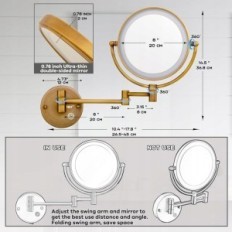 Cosmetische spiegel LED-muurdimmer Ruckosor, Wireless 2600 MAH