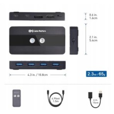 KVM kabelių matuokliai valdiklis 201085-BLK HDMI, 4xUSB 3.0, 4K 60Hz, 8K 30Hz
