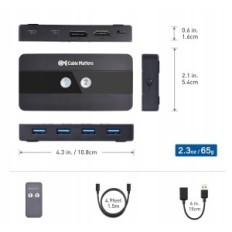 Controlador de assuntos de cabo KVM 201085-BLK HDMI, 4xUSB 3.0, 4K 60Hz, 8K 30Hz