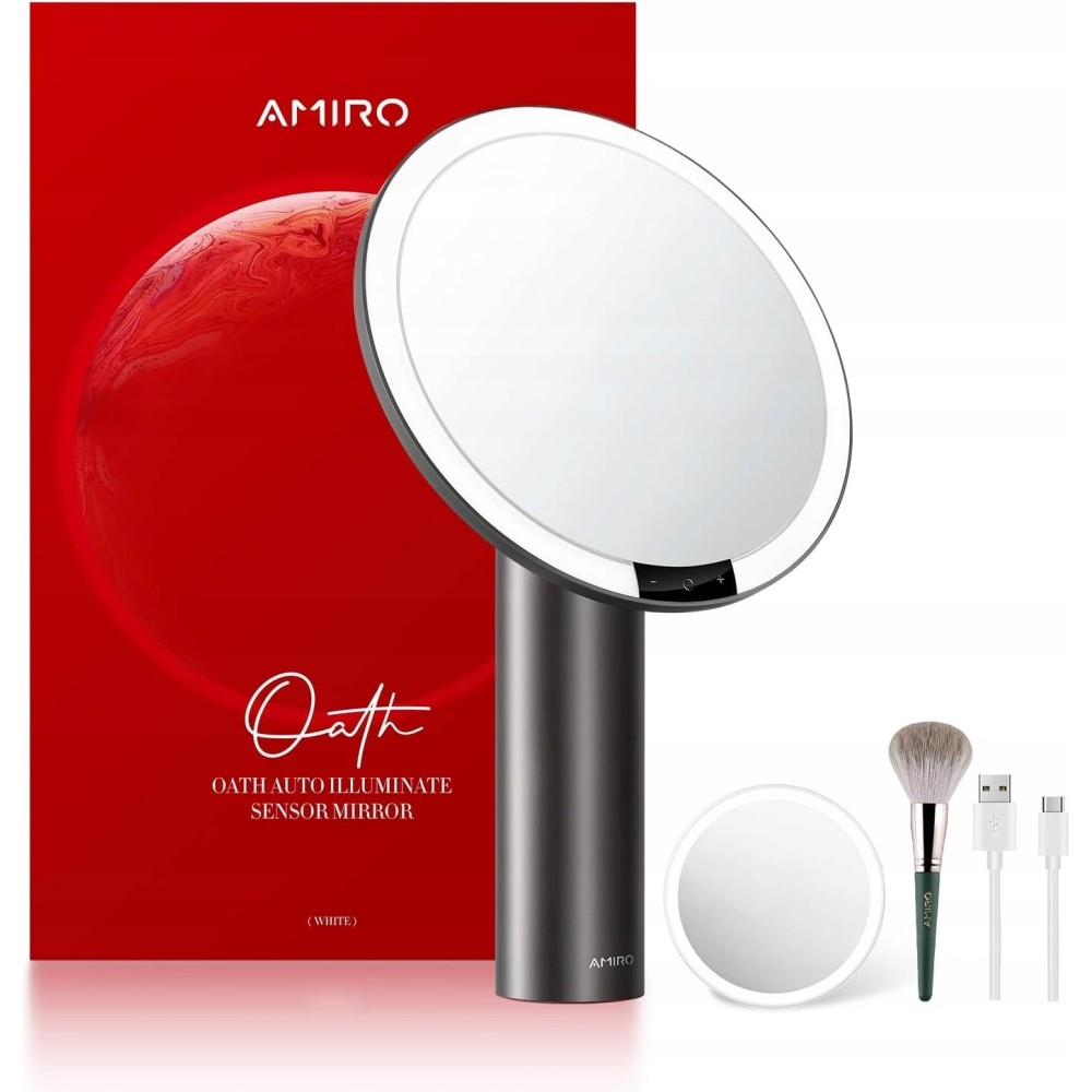 Make-up zrcadlo Amiro 9 "s osvětlením, 3 světly a 6 jasu, černá