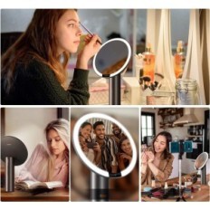 Zrcalo make-up amiro 9 "sa rasvjetom, 3 svjetla i 6 svjetlina, crna