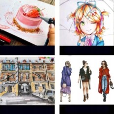 Marcadores para desenho Belleza Suprema, 167 cores no saco usado