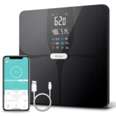 Intelligent Wellue FI1902B Gulvvægt med display op til 180 kg sort