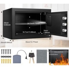 SANFNZ 22L 35x25x25 cm safe, with a fireproof portfolio 20,5x13,5cm