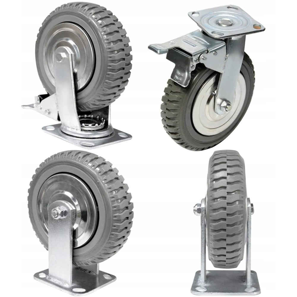 Set van 4 wielen Ybaymy Ø 200 mm, 2 torsie, 2 rem, tot 1000 kg