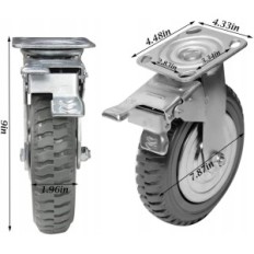 Set di 4 ruote YBAYMY Ø 200 mm, 2 torsione, 2 freno, fino a 1000 kg