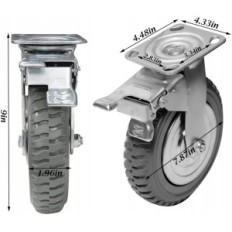 Conjunto de 4 rodas Ybaymy Ø 200 mm, 2 torção, 2 freio, até 1000 kg