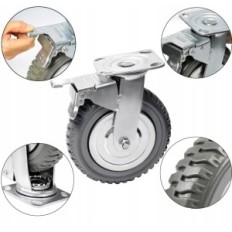 Ensemble de 4 roues Ybaymy Ø 200 mm, 2 Torsion, 2 frein, jusqu'à 1000 kg