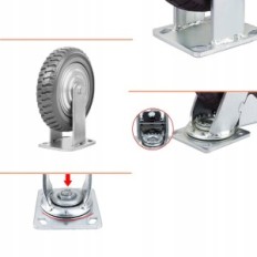 Set van 4 wielen Ybaymy Ø 200 mm, 2 torsie, 2 rem, tot 1000 kg