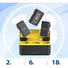 Wireless microphone system on Fulaim X5 clip from charging case