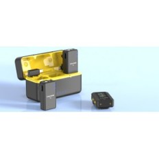 Wireless microphone system on Fulaim X5 clip from charging case