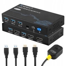 Contrôleur KVM TCNewCl KS608T, 2 PC, HDMI 2.1, USB 3.0, 4K 120 Hz