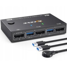 Controller KVM KCEVE KVM201DPA, 2 PC, 8K @ 30 Hz, 4K @ 144 Hz, 4xUSB 3.0