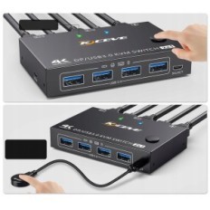 KVM KCEVE KVM201DPA Krmilnik, 2 PC, 8K @ 30 Hz, 4K @ 144 Hz, 4xusb 3.0