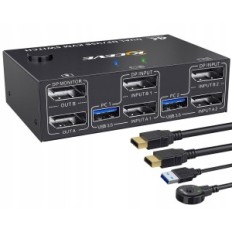 Controlador KVM KCEVE KC-KVM202DP USB 3.0 2 PC, 4K @ 144 Hz, DisplayPort 1.4