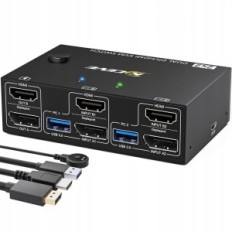 KVM KCEVE KVM202DH Krmilnik, 2 PC, 4XUSB 3.0, 2 Ports 4K @ 60 Hz