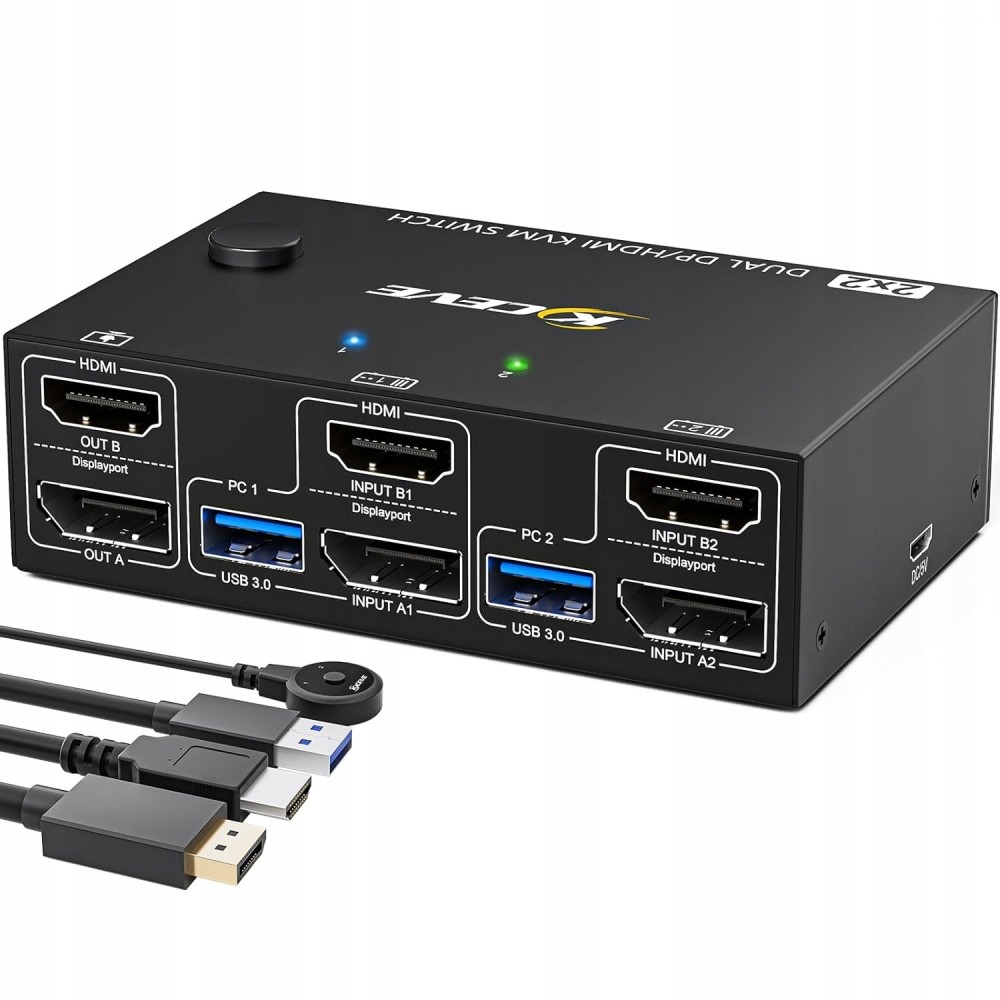 Contrôleur KCEVE KCEVE KCEVE KCR202DH, 2 PC, 4xUSB 3.0, 2 ports 4K @ 60 Hz