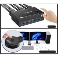 KVM KCEVE KVM202DH Controller, 2 PC, 4XUSB 3.0, 2 portar 4K @ 60 Hz