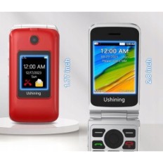 Teléfono móvil ushining T3105 para personas mayores, con botón SOS, rojo