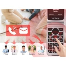 Teléfono móvil ushining T3105 para personas mayores, con botón SOS, rojo