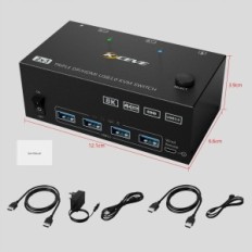 KVM YouTinghdav KVM203DH Controller for 2 PC og 3-skjermer, 4K @ 144Hz