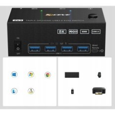 KVM YOUTINGHDAV KVM203DH CONTROLLER FOR 2 PC OG 3 MONITORER, 4K @ 144Hz