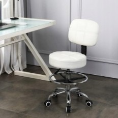 Sgabello su ruote Kterter 11009-Sviluppa con un poggiapiedi, bianco