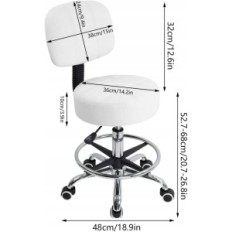 Stool on wheels KTERTER 11009-SWIVE with a footstool, white