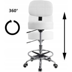 Stool on wheels KTERTER 11009-SWIVE with a footstool, white