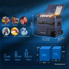 Réfrigérateur de voiture AAOBOSI TWW55 55L, WiFi, Connecteur USB, 12/24 V et 100-240 V, jusqu'à -20 ° C, bleu utilisé