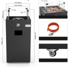 Onlyfire a gas rimovibile, 23000 BTU con accensione elettronica, 23000 BTU, Nero