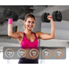 Dumbbell, 5 niveaux de poids, 1,5 à 10 kg, 2 pièces