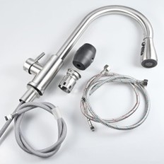 Fabo kitchen faucet with extracted shower, rotating 360 °, steel