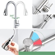 Fabo kitchen faucet with extracted shower, rotating 360 °, steel