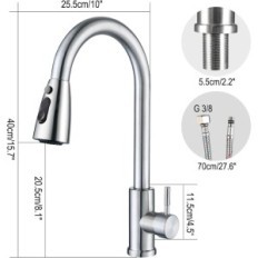 Fabro kitchen faucet with pull-out shower, rotating 360 °, used steel