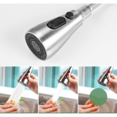 Fabro rubinetto da cucina con doccia estratta, rotante a 360 °, acciaio espositivo