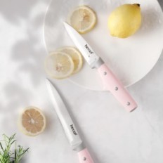 Conjunto de facas de cozinha Hecef, 14 pcs, com suporte, rachadura pequena, rosa