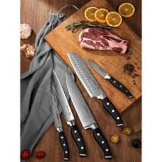 D.perlla Knives Set, 14 stk, innebygd blyantspisser, med stativ, svart farge