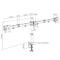 Nositelj za tri pustoserna mas-3-w monitora, 13-27 ", do 7 kg, bijela