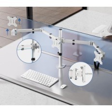 Holder for tre Putorsen MAS-3-W-skjermer, 13-27 ", opptil 7 kg, hvit