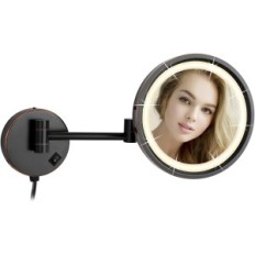 Make-up spiegel een reserve 25cm, 10x, 3 lichtgevende modi, zwart