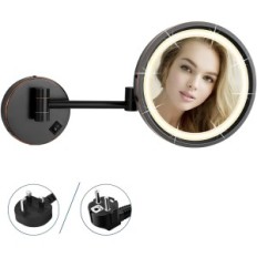 Make-up zrkadlo náhradné 25 cm, 10x, 3 svetelné režimy, čierna