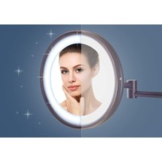 Make-up spogulis rezerves 25cm, 10x, 3 gaismas režīmi, melns