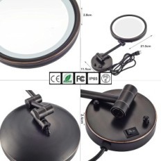 Espelho de maquiagem Um 25cm sobressalente, 10x, 3 modos luminosos, preto