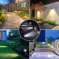 Lampa solarna wbijana CLY SL-SP06, IP66, 2700K-6000K, czarny 26,5 cm 6 szt.