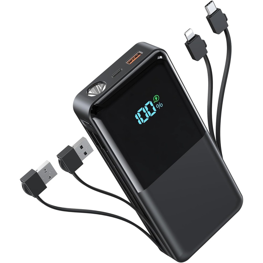 Powerbank Snomh K20FC mit eingebautem Kabel, 20.000 mAh, USB C, Ausstellung