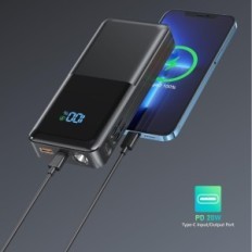 PowerBank Snomh K20FC med innebygd kabel, 20.000 mAh, USB C, utstilling