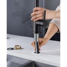 Batterie de cuisine Forus PLKF23, 38.5cm, avec douche extraite, noir